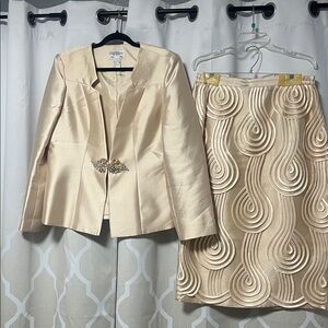 Elegant Cream gold Women's Jacket / skirt set EY Boutique